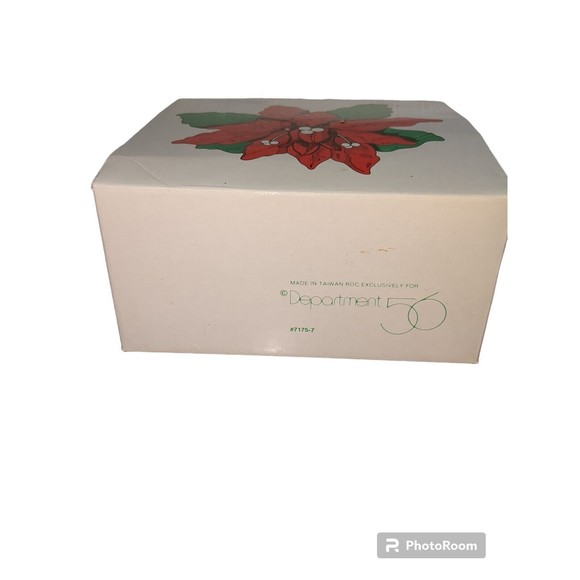 Vintage Dept 56 Poinsettia Taper Candle Holder In Original Box 7175-7 - Picture 8 of 15